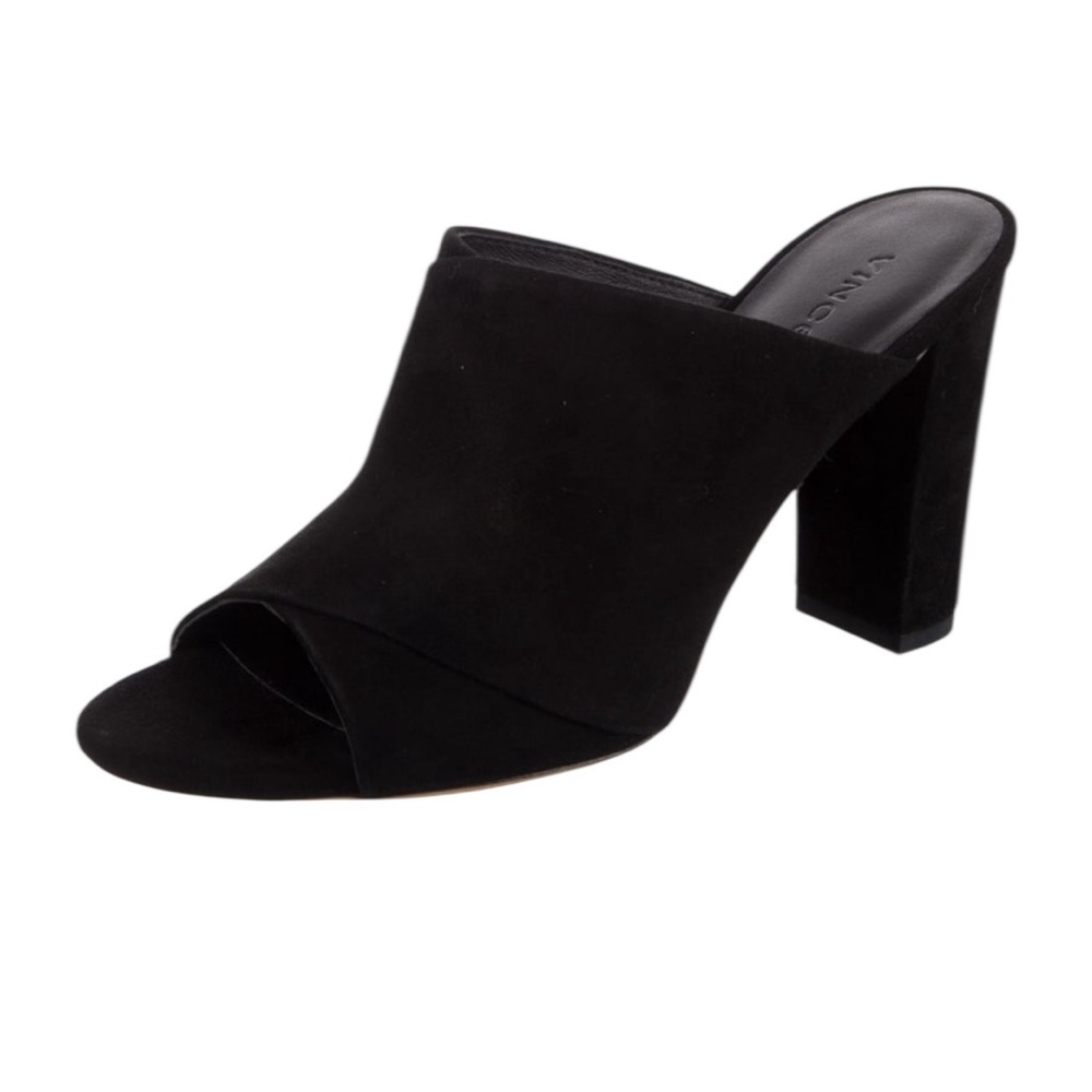 NWB Vince Heath Suede Leather Black Mules